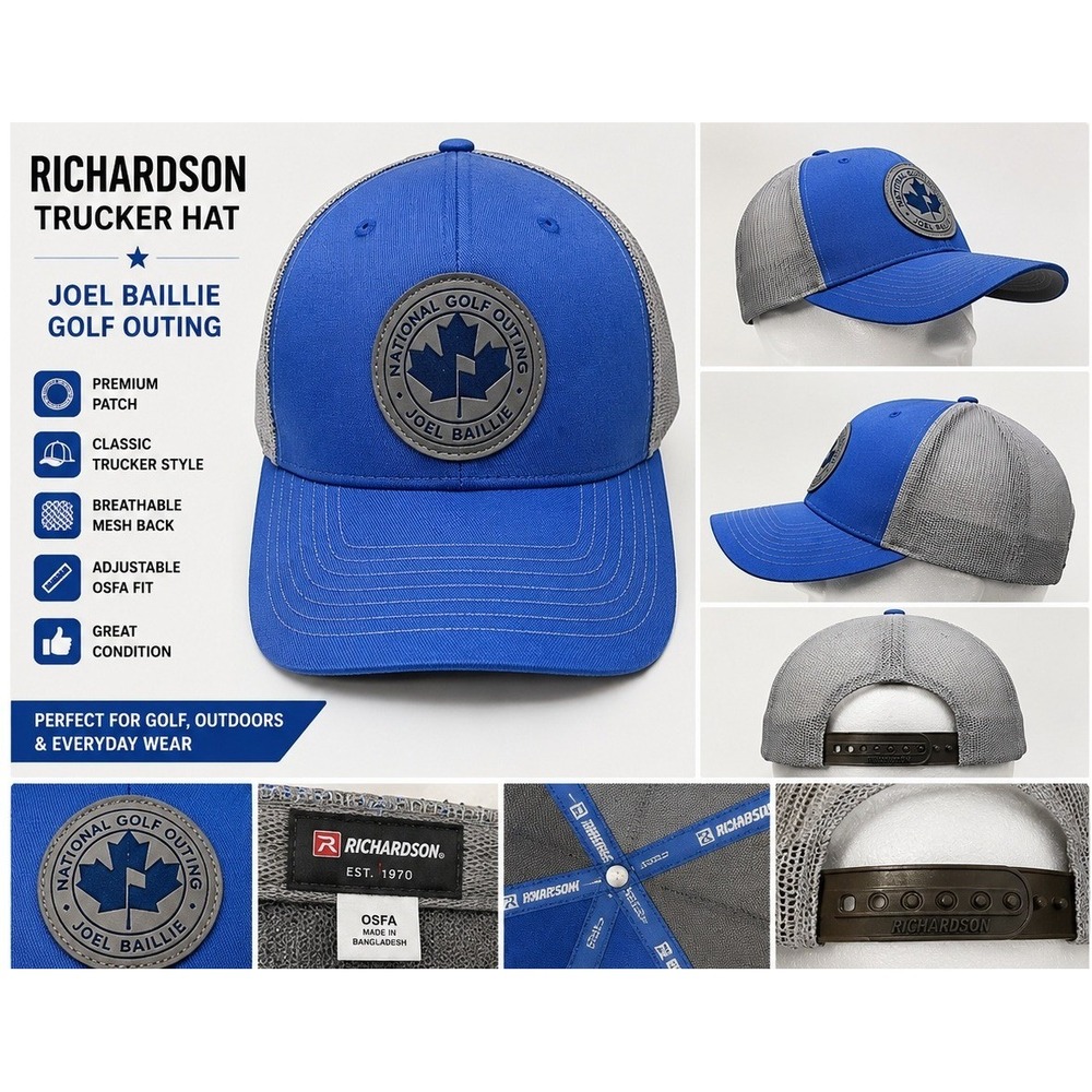 Richardson Trucker Hat Mens OSFA Blue Gray Joel Baillie Golf Snapback Mesh